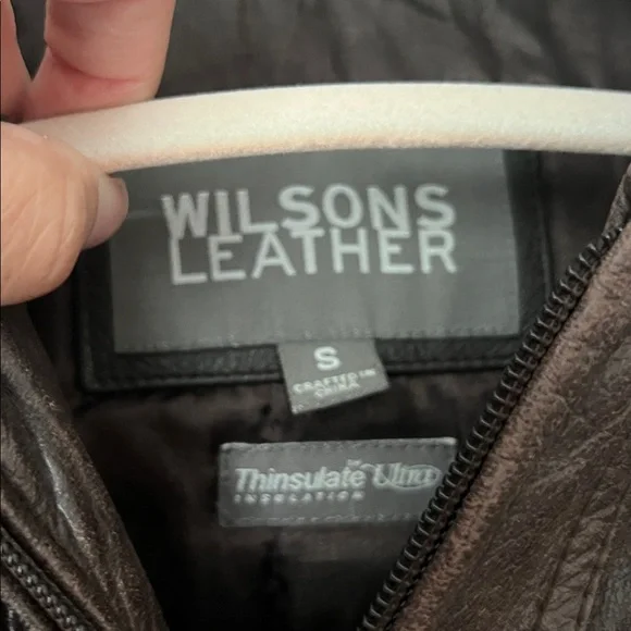 Wilsons Leather Womens Brown Belted Zipped Jacket with detachable hood Sz Small - Picture 3 of 8